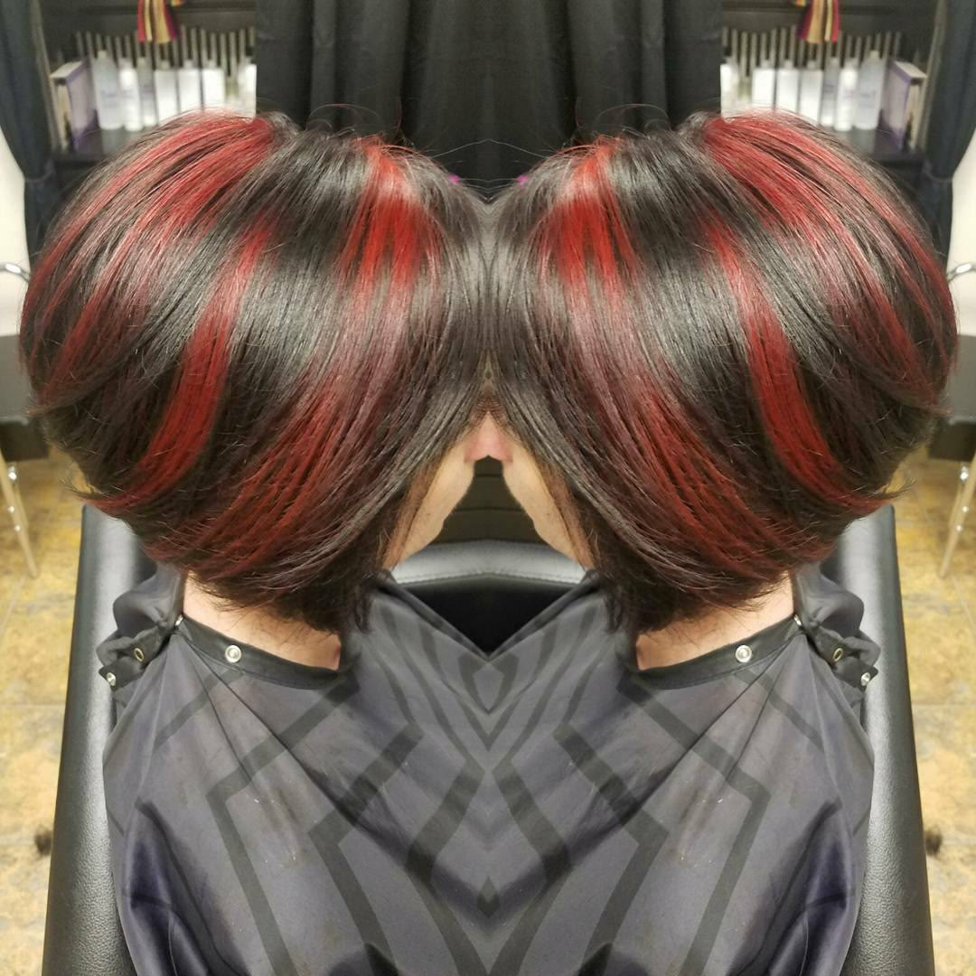 Red pieces, black bob by Octavia